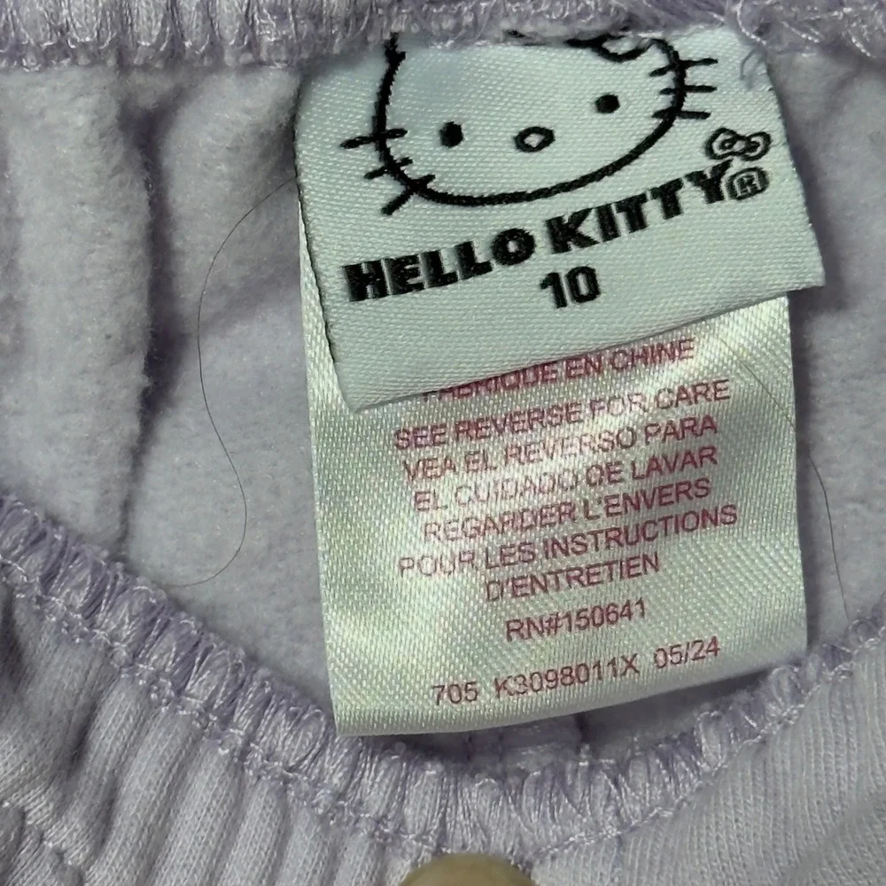 Hello Kitty Sweatshirt Shorts Set Girls Size 10 Purple Sequin Lounge